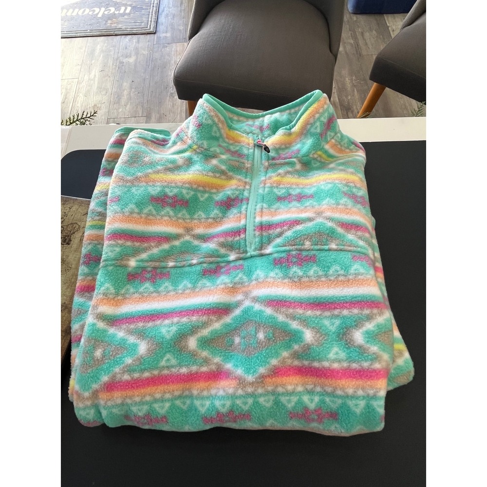 Chubbies Women's Size Medium‎ Fleece Pullover Sweatshirt Teal Southwestern Print
